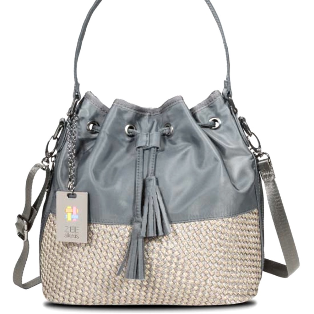 NEW ZEEalexis by CC Resorts matzu drawstring metallic gold/pewter bag